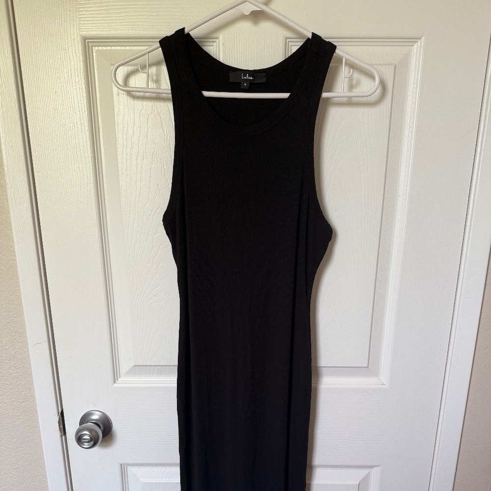 Black ribbed maxi dress